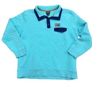 Patagonia Pullover Womens XL White Blue Sweater Organic Cotton Quilt Snap